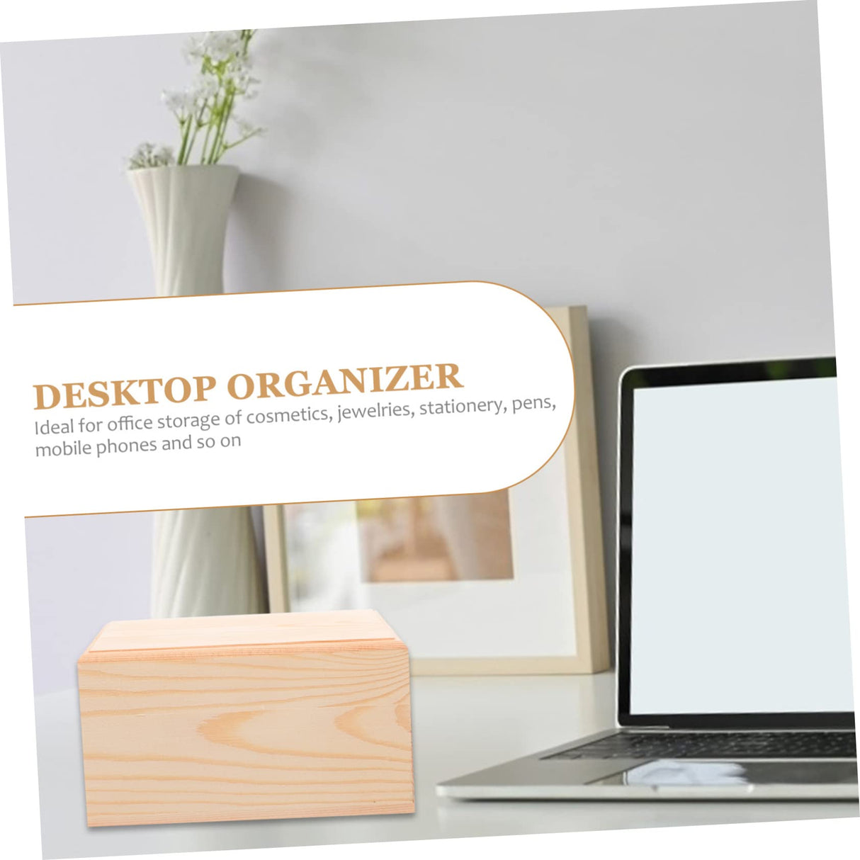 VILLCASE 3 Pcs Wooden Storage Box Desktop Jewelry Organizer Tray Storage Cubes with Lid Chest Treasure Case Unfinished Wood Crate Trinket Storage VILLCASE