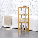 SONGMICS 4-Tier Bamboo Bathroom Shelf, Narrow Shelving Unit, Multifunctional Storage Rack, Corner Rack, for Kitchen, Living Room, Bedroom, Entryway, SONGMICS