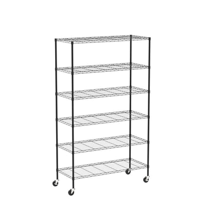 Wire Shelving Unit, Metal , with Wheels 6 Tier 2100lbs 48in L×18in W×82in H Storage Shelves Height Adjustable NSF Heavy Duty Steel Shelf Movable for