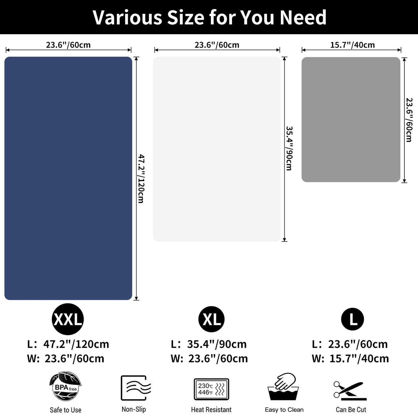 2MM Extra Thick Silicone Mats for Kitchen Counter (47.2"x23.6"x0.08"), Kitchen Island Largest Heat-Resistant Mat, Thicker Non-Slip Desk Protect Mat, - WoodArtSupply