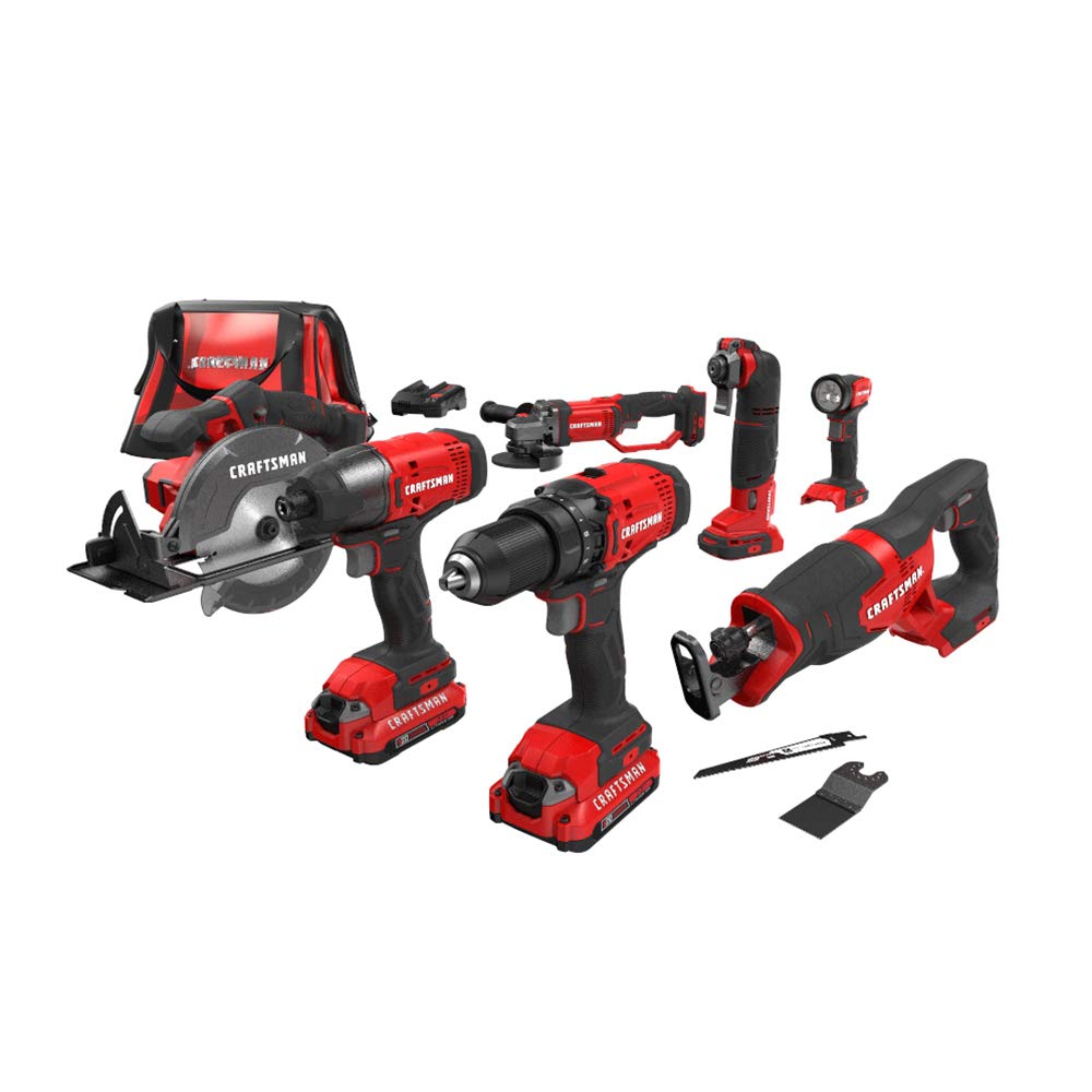 CRAFTSMAN V20 Cordless Drill Combo Kit, 7 Tool (CMCK700D2) Craftsman