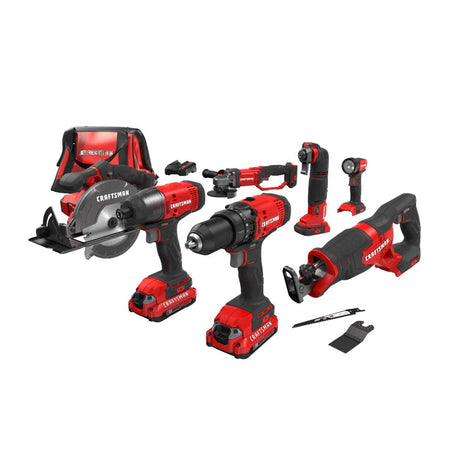CRAFTSMAN V20 Cordless Drill Combo Kit, 7 Tool (CMCK700D2) Craftsman