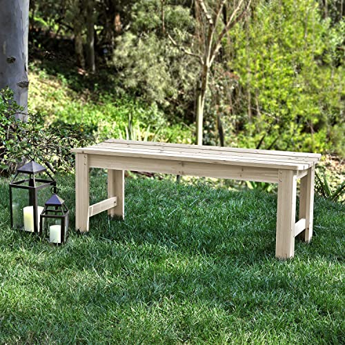 Shine Company 4204N 4 Ft. Backless Wood Outdoor Garden Bench – Natural Shine Company