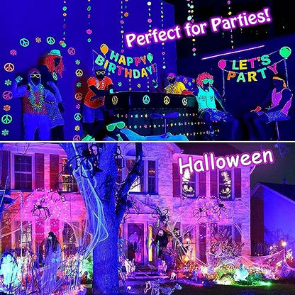 Indmird 150W Black Lights, Blacklight Flood Light with Plug and Switch,for Glow Party, Halloween, Fluorescent Poster, Stage Lighting, Body Paint - WoodArtSupply