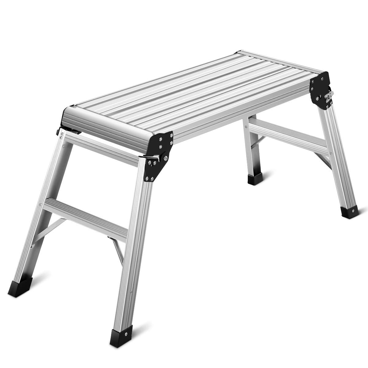 Giantex Work Platform Aluminum Step Ladder Drywall Safe CE Approved of Capacity 330 LBS Heavy Duty Portable Bench Folding Ladders Stool w/Non-Slip - WoodArtSupply