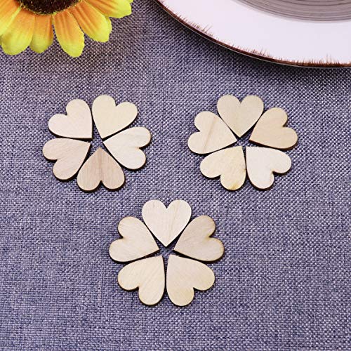 Vosarea 50pcs Wooden Hearts Slices Blank Unfinished Wooden Discs Cutout Pieces Embellishments for Scrapbooking Wedding Table Scatter DIY Arts Craft VOSAREA