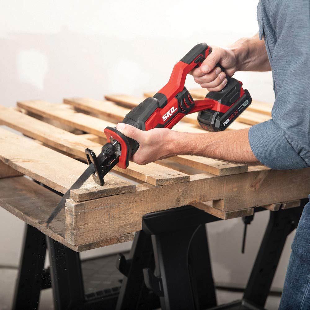 SKIL 20V 4-Tool Combo Kit: 20V Cordless Drill Driver Reciprocating Saw, Circular Saw and Spotlight, Includes Two 2.0Ah PWR CORE Lithium Batteries and Skil