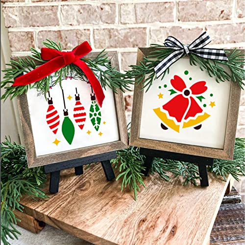 Christmas Stencils for Painting on Wood,3x3” Reusable Holiday Xmas Stencil Drawing Templates for Christmas Tree/Tier Tray/Window Decor Yamcyh