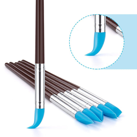 Clatoon 10Pcs Silicone Clay Sculpting Tool, Modeling Dotting Tool & Pottery Craft use for DIY Handicraft, Silicone Brush, Sculpture Pottery, Nail Art Clatoon