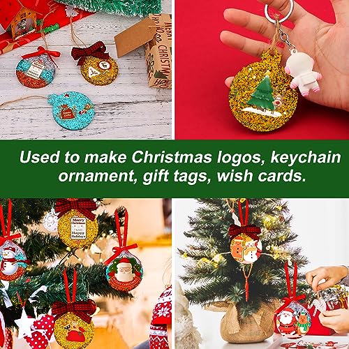 6pcs Christmas Resin Molds Silicone, 3 Designs Soft Christmas Pendant Mold with Hole Christmas Ornament Resin Molds for DIY Crafts Jewelry Making BOXOB