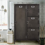 MIIIKO Steel Wardrobe Cabinet Locker, Rustic Metal Storage Cabinet with Shelf, Lockable Doors and Hanging Rod, Industrial Locker Cabinet for Locker MIIIKO