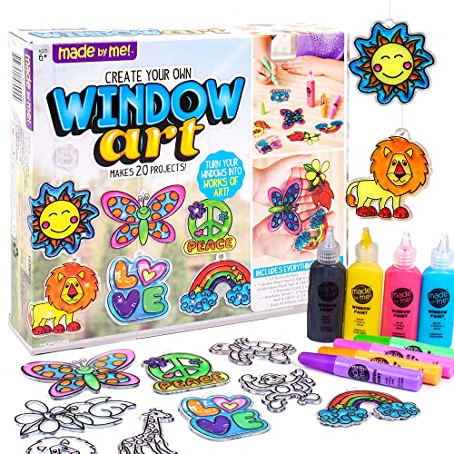 Made By Me Create Your Own Window Art, Paint Your Own DIY Suncatchers, Fun Staycation Activity or Birthday Party Idea, Arts and Craft Kits for Kids - WoodArtSupply