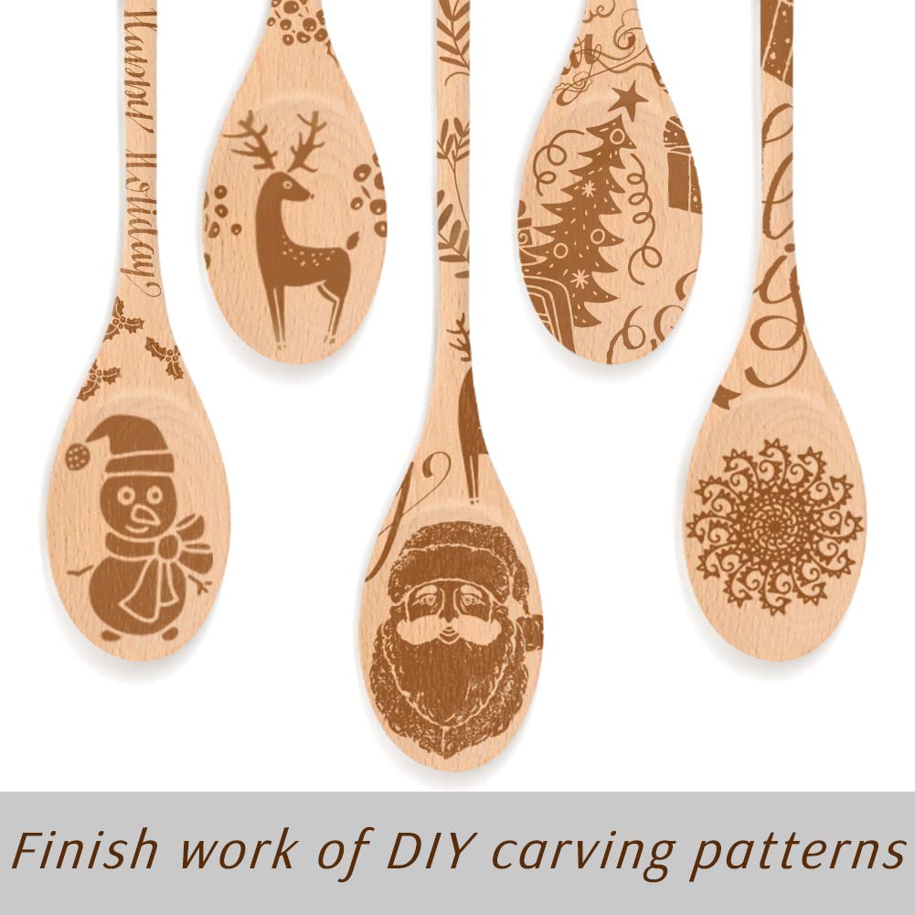 HANSGO Long Handle Wooden Cooking Mixing Oval Spoons, 6PCS 12 Inch Long Wooden Spoons Wooden Tasting Spoons Large Cooking Spoons HANSGO