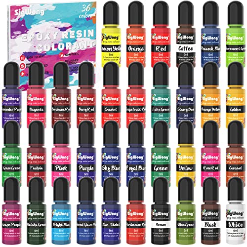 Epoxy Resin Pigment - 36 Color Liquid Translucent Colorant, Highly Concentrated Dye for DIY Jewelry Making, AB Coloring Paint, Craft 6ml Each - WoodArtSupply