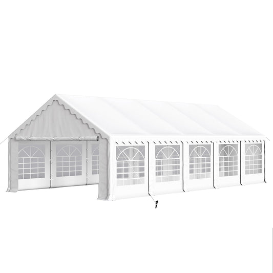 PHI VILLA 32'x16' Outdoor Heavy Duty Party Tent Large Commercial Canopy Wedding Event Shelter Carport with Removable Sidewalls & 4 Storage Bags for