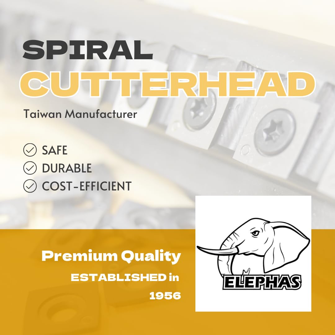 ELEPHAS - 6" Woodworking Tool Spiral Cutter head and Helical cutterhead for jointer, 4 rows 20 inserts ELEPHAS