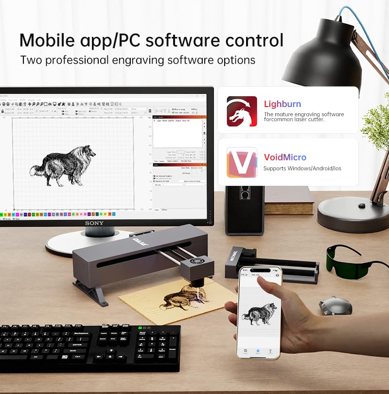 DAJA DJ7 Laser Engraver with Higher Columns Portable Laser Engraving Machine Kits for DIY Supports Win/Mobile System/Offline Laser Cutter MR. CARVE