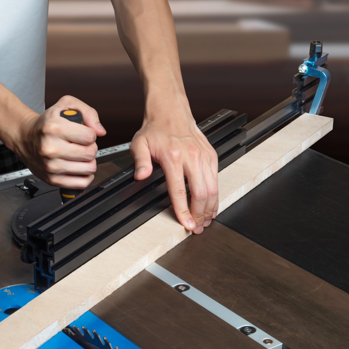 POWERTEC 71766 Precision Miter Gauge System for Table Saw Kit w/Telescoping Fence | 11 Preset Angle Stops, Extension Fence with Scale and Flip Stop POWERTEC