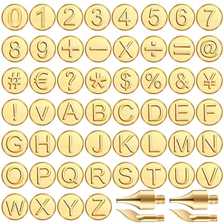56 Pieces Wood Burning Tip Letter Wood Burning Tip Set Including Alphabet Number Symbol for Wood Burner Craft DIY Embossing Carving Wood Burning Mixweer