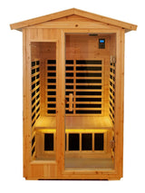 Xmatch Far Infrared Wooden Outdoor Sauna, 2-Person Size 1750W, 9 Low EMF Heaters, 10 Minutes Pre-Warm up, Time and Temp Pre-Set, 2 Bluetooth Xmatch
