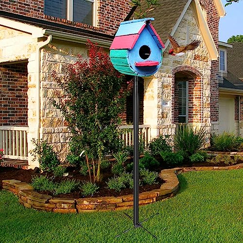 LOPANNY Bird House Pole, 1 Pack 109 Inch Heavy Duty Bird Feeder Pole Mount Kit with 5 Prongs Base for Outdoors, Adjustable Bird Feeder Stand for Wild LOPANNY