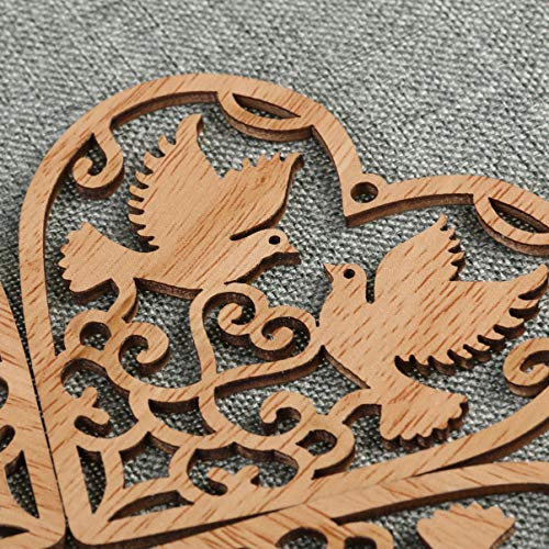 Healifty 10Pcs Heart Wooden Pieces Unfinished Wood Slices Discs Cutouts Shapes Love Birds Confetti for Crafts Embellishments Rustic Wedding Table Healifty