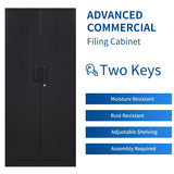 Fesbos Metal Storage Cabinet-71” Tall Steel File Cabinets with Lockable Doors and Adjustable Shelves-Black Steel Storage Cabinet for Home, School, Fesbos