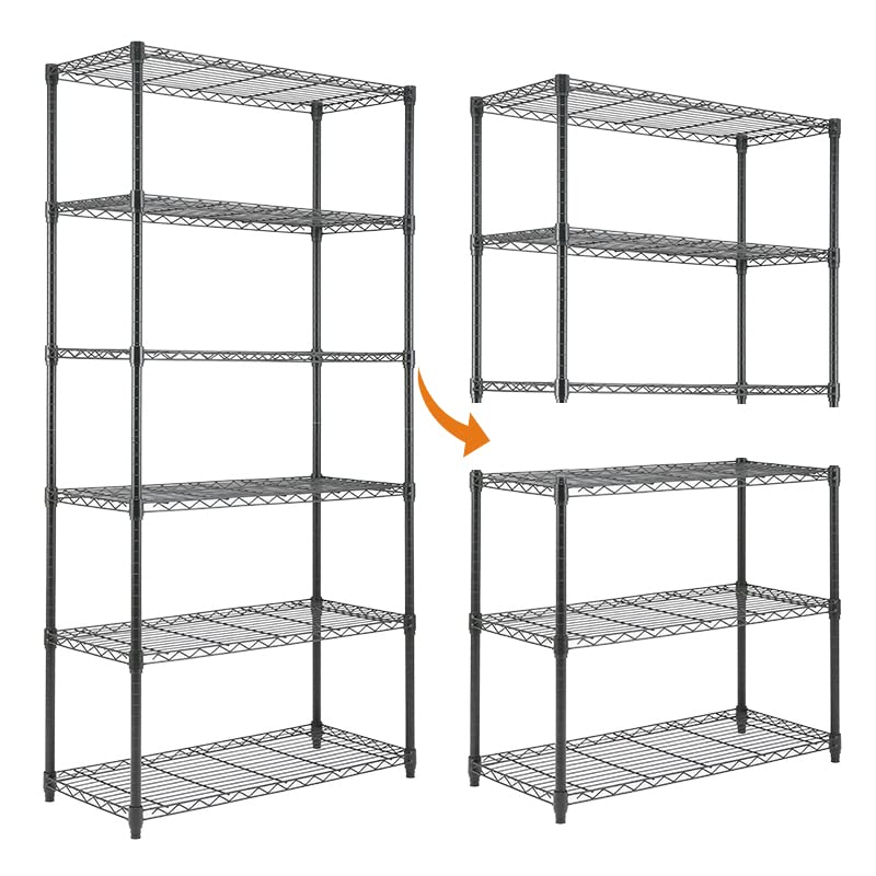 EZPEAKS 6-Shelf Shelving Unit, Changeable into 2 of 3-Shelf Units, Adjustable Heavy Duty Steel Wire Shelves, 350 lbs Loading Capacity Per Shelf EZPEAKS