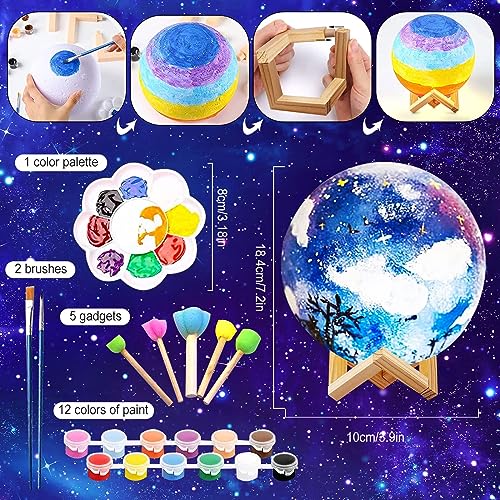 kykake Paint Your Own Moon Art Kit, Halloween Gifts DIY Space Toys Lava Art Kit with Plastic Stand, Art Gifts for Teens Girls Boys, Arts and Crafts