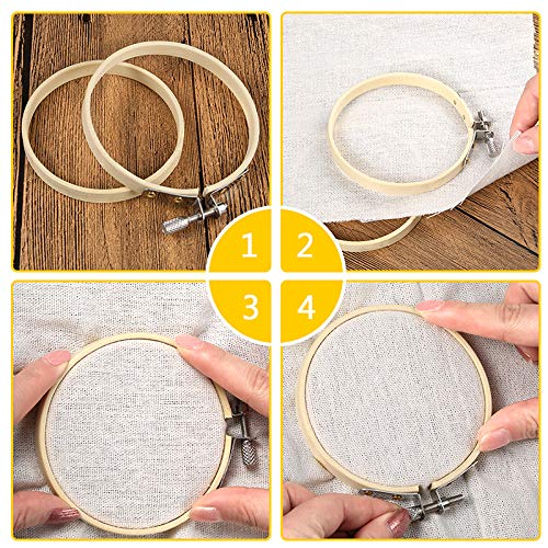 Caydo 12 Pieces 4 Inch Round Embroidery Hoop Bulk Wholesale Bamboo Circle Cross Stitch Hoop Ring Caydo
