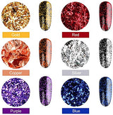 Mingjieus Gold Foil Flakes for Resin 8 Bottles Gilding Flakes Metal Gold Leaf Flakes for Nails,Crafts,Painting Art,Slime Mingjieus