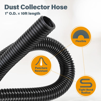 POWERTEC 70356 10 ft. Vacuum Hose Dust Collection Kit for Woodworking Power Tools, Wet/Dry Work Shop Vacuums, Miter Saw and Table Saw - WoodArtSupply