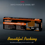 HORUSDY 28-Piece Heavy Duty Punch and Chisel Set, Including Taper Punch, Cold Chisels, Pin Punch, Center Punch HORUSDY
