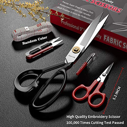 Fabric Scissors Tailor Sewing Shears - 9 Inch Heady Duty Scissors for Fabric Cutting Professional Ultra Sharp Cloth Tailor Scissors Multipurpose - WoodArtSupply