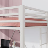 SHA CERLIN Heavy Duty Twin Loft Bed Frame with Removable Stairs and Full-Length Guardrail SHA CERLIN