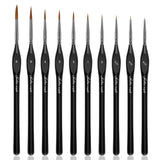 Detail Paint Brushes Set 10pcs Miniature Brushes for Fine Detailing & Art Painting - Acrylic, Watercolor,Oil,Models, Warhammer 40k golden maple