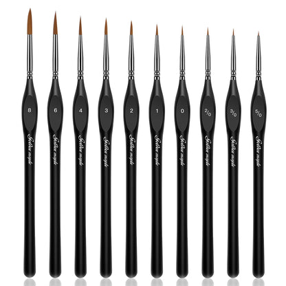 Detail Paint Brushes Set 10pcs Miniature Brushes for Fine Detailing & Art Painting - Acrylic, Watercolor,Oil,Models, Warhammer 40k - WoodArtSupply