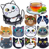 Insnug 10PCs Diamond Painting Coasters Set - Cat Theme Diamond Art Coasters Painting Kits for Kids and Adult Diamond Dots, Arts and Crafts DIY Kits Insnug