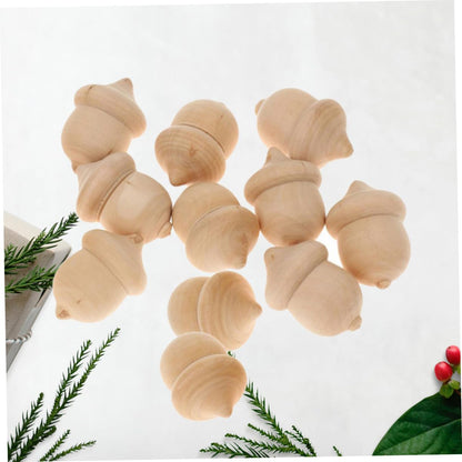 COHEALI 60 Pcs Wood Shapes for Painting Blank Peg Doll Driftwood for Crafts Xmas Wood Peg Wood Peg Doll Unfinished Wood Acorn Cutouts Christmas Peg - WoodArtSupply