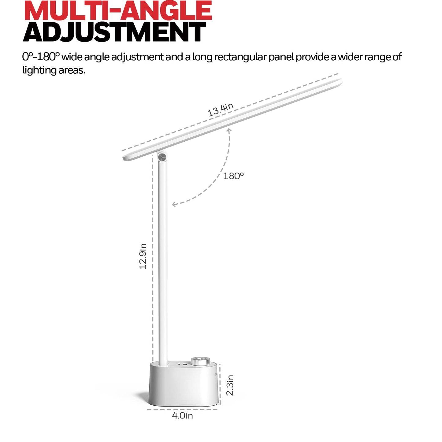 Honeywell HWT-H01 LED Desk Lamp Dimmable Table Lamp with USB A+C Dual Charging Port Eye-Caring Foldable Desk Light with 3 Color Modes for Home Office - WoodArtSupply