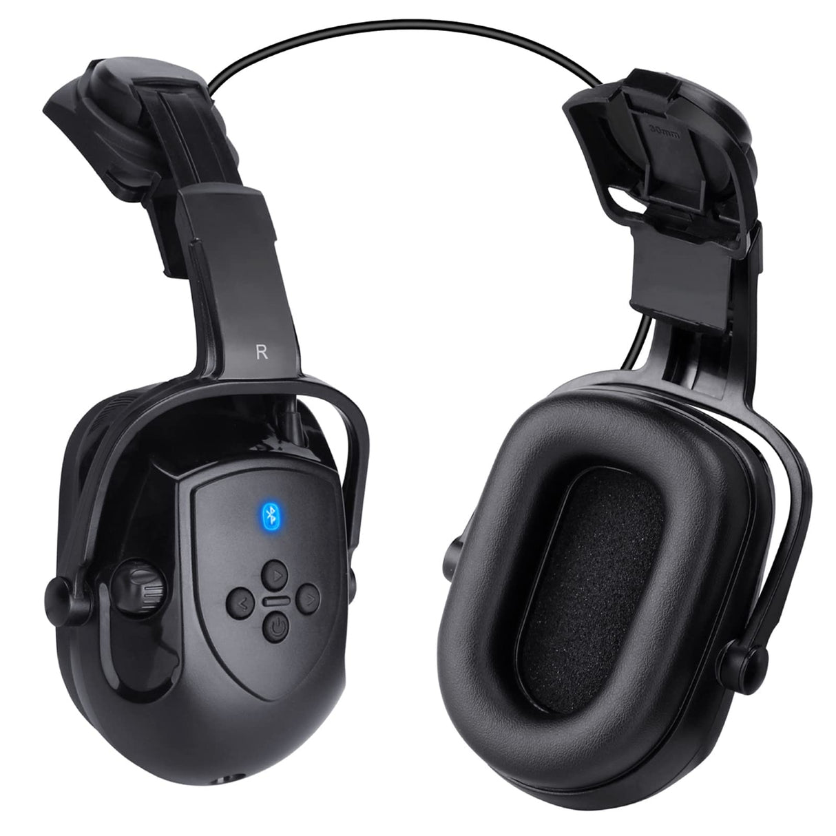 Bluetooth Hard Hat Ear Muffs, NRR 28dB Adjustable Cap-mounted Ear muff, Helmet Attachable Earmuff, Black BJKing