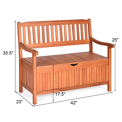 Tangkula Wooden Outdoor Storage Bench Large Deck Box, Entryway Storage Bench w/Inner Removable Dustproof Lining and Portable Handles for Patio Garden