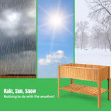 COSTWAY Raised Garden Bed, Wood Planter Box with Storage Shelf and for Vegetables, Flowers & Herbs, 2-Tier Elevated Garden Planter Bed for Backyard, COSTWAY