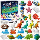 Juboury Kids Arts and Crafts Plaster Painting Craft Kit Art Set - Painting Your Own Space Dinosaurs & Marine Life Figurines - Ceramic Painting Kit Juboury