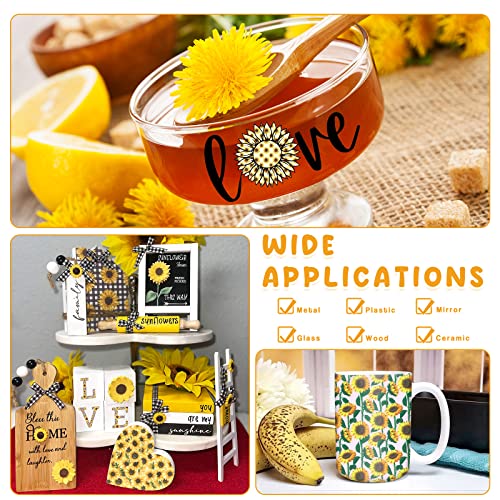 Tintnut Sunflower Permanent Vinyl - 7 Sheets 12"x10", Permanent Vinyl for Cricut Machine, Floral Permanent Vinyl Sheets, Permanent Adhesive Vinyl, Tintnut