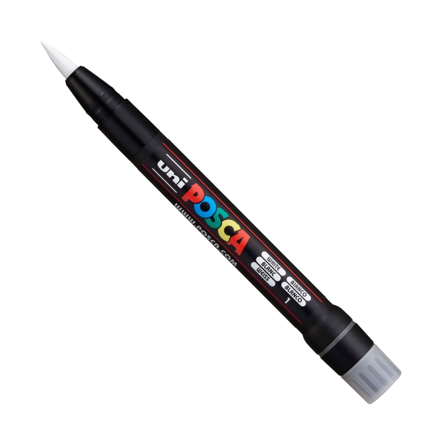 Uni Posca PCF-350 Brush Tipped Paint Marker Art Pen - Fabric Glass Metal Pen - Black & White Set (1 of Each) - WoodArtSupply