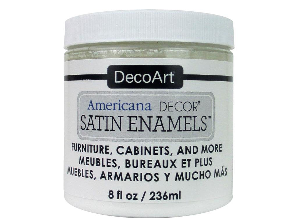 DecoArt Satin Enamels Acrylic Paint, 8 fl. oz. Jar, Pure White (Pack of 1) - WoodArtSupply