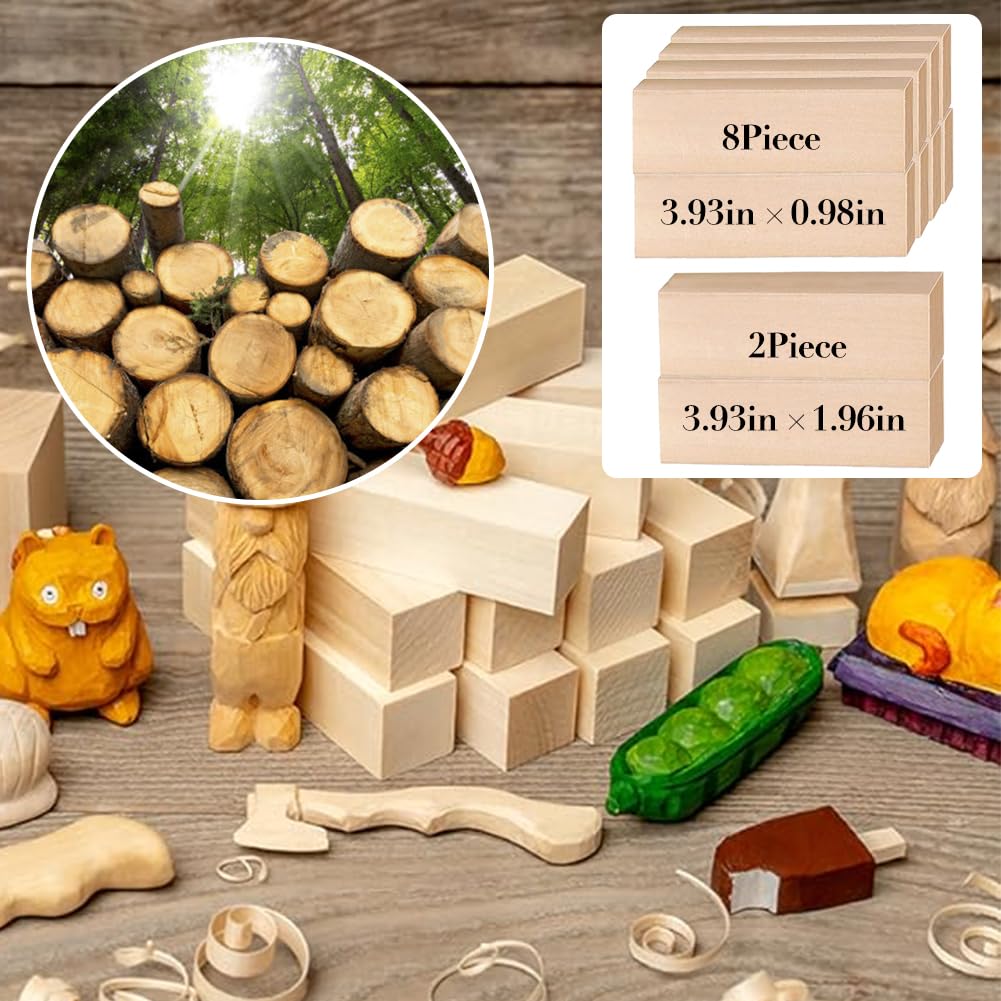 28-in-1Wood Carving Kit with Basswood Carving Blocks, Wood Carving Tools includes 3 Wood Carving Knives, 3 Detail Wood Carving Knife and 8 Wood gulrear