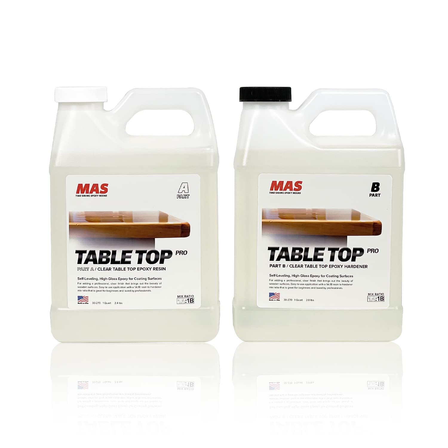 MAS Table Top Pro (2-Quart Kit) | Crystal Clear Casting for DIY Arts and Crafts Projects | 2-Part Resin and Hardener Epoxy Kit | for Countertops, MAS