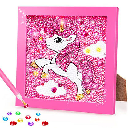 TOY Life 5D Diamond Painting for Kids with Wooden Frame - Diamond Arts and Crafts for Kids Ages 6-8 - 10-12 - Gem Painting Kit - Unicorn Diamond